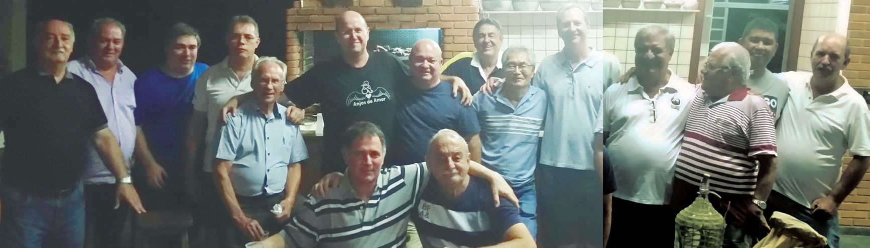 Arnaldo, Roquinho, Mário, Gilson, Walmor, Nico, André, anfitrião Carlinhos, José Maria, Takashi, Paulo Sérgio, Rabaco, Márcio, Paulo Leite, Júlio e Tito Bet.